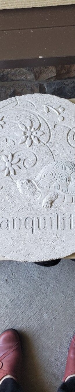 White Decorative Garden Stone Plaque - 'Tranquility' Floral Turtle Design